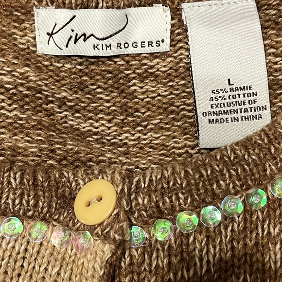 Kim Rogers brown/khaki Christmas sweater, size Large, smoke free home - Picture 2 of 5